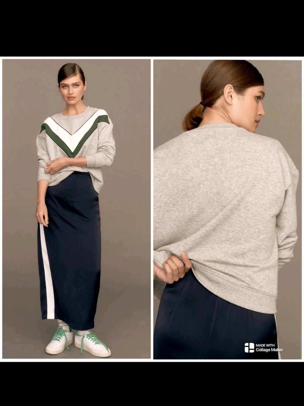 Maeve Anthropologie Womens Medium Gray Chevron Stripe Sweatshirt modern
